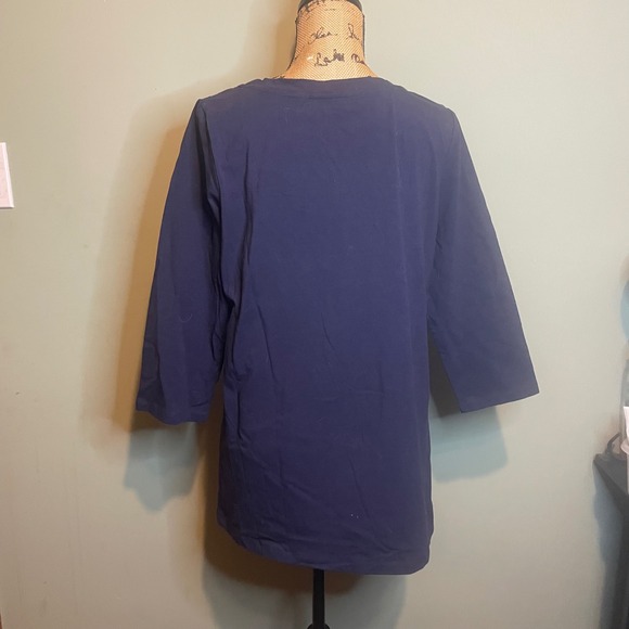 Isaac Mizrahi Live Womens Floral Boho Comfy Bohemian Tunic Top Purple Large - Picture 2 of 6